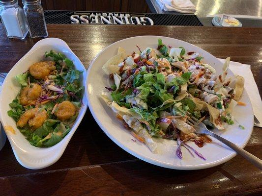 Fire cracker shrimp (half eaten) and salad special