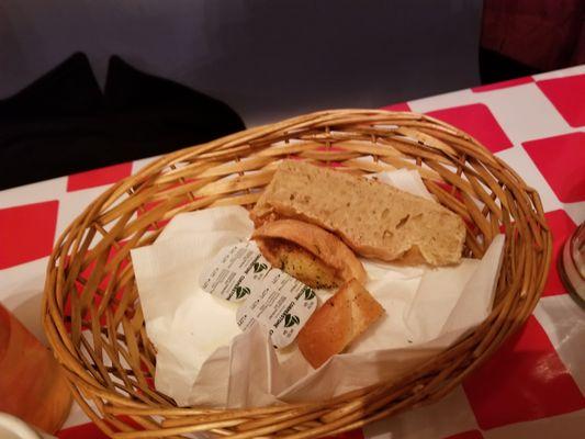 Bread basket minus one piece.