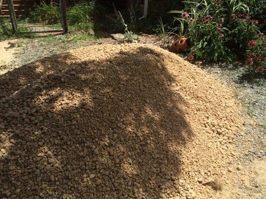 About 3.5 cu. yd of medium beige rock for landscaping.