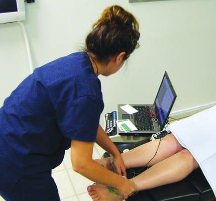 Neurological testing by a technician.  We offer, NCV's, vascular testing, diagnostic ultrasounds, and needle EMG's on-site.