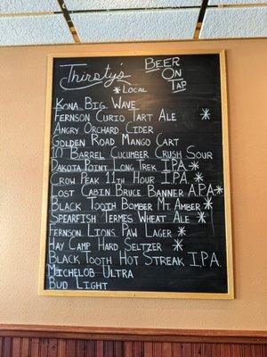 Local craft beer menu.