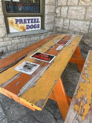 Prized picnic table. Not worth yelling about.