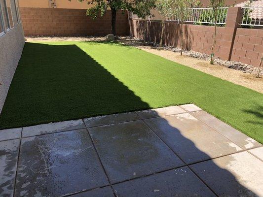 Back yard artificial turf