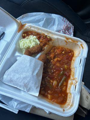 I ordered the "Brunswick Stew Plate"
 Had I known they were going to literally put their stew in a styrofoam plate, I may have not....