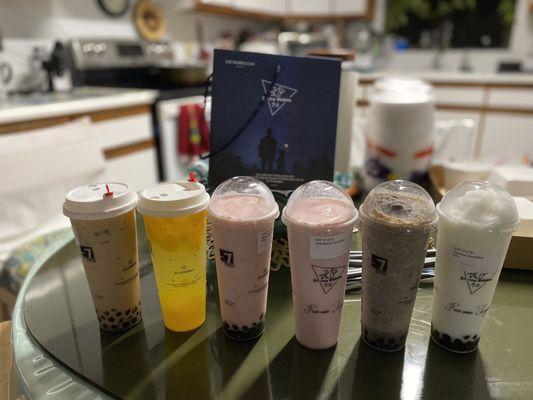 Signature Milk Tea with boba, Mango Icy Bubble, Strawberry Smoothie with/without boba, Oreo Smoothie with boba, Coconut Smoothie with boba