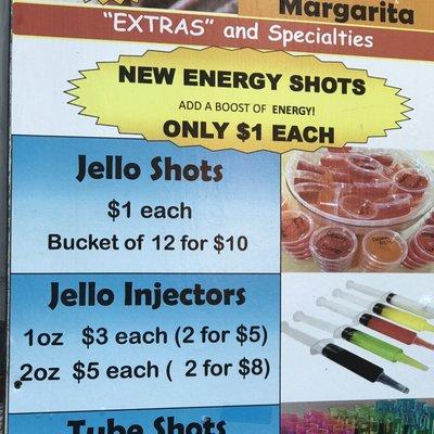 Jello Shots $1 each. }:{