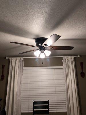 Swapped outdated light fixture with a ceiling fan light fixture