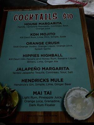 Cocktail menu