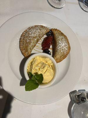 NUTELLA EMPANADAS With a side of Vanilla ice cream