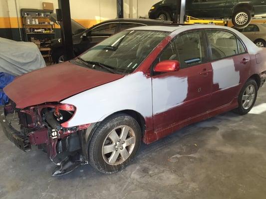 Some progress work on this Toyota Corolla we are doing repair and paint on