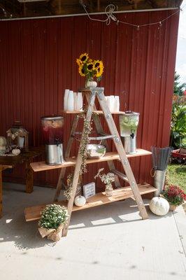 Drink Display at Bloomfield Meadows Farm  by Advantage Events Decor & Design