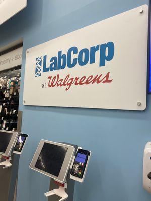 Labcorp inside walgreens towards the back on the left