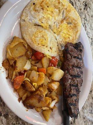 Steak and eggs