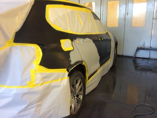 2011 BMW X3 in paint booth