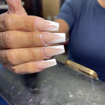 Nude color with V french . Made by Janny