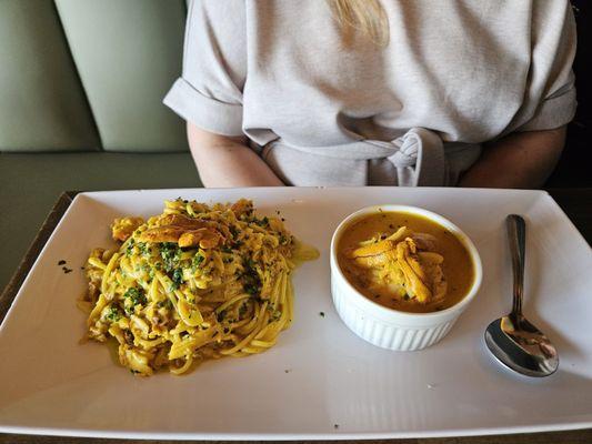 Santa Barbara uni spaghetti with uni soup.