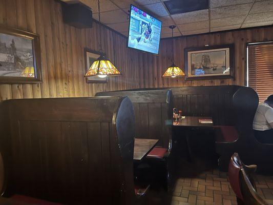 Booth seating in the bar area.