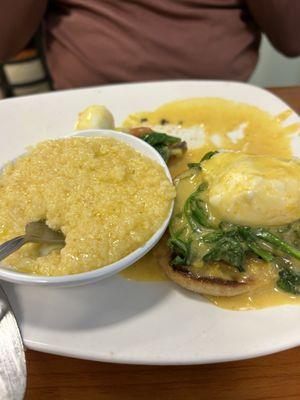 Eggs and garlic grits.