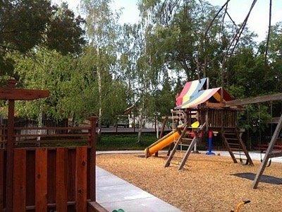 Just one of multiple outdoor areas and playgrounds