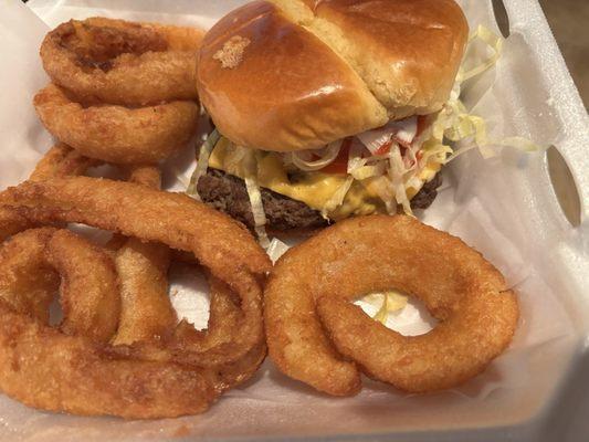 Bussin' Burger & Onion Rings