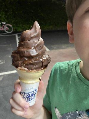 Chocolate soft serve dipped in chocolate. Ten stars