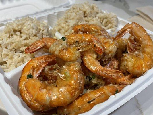 Butter Garlic Shrimp with brown rice