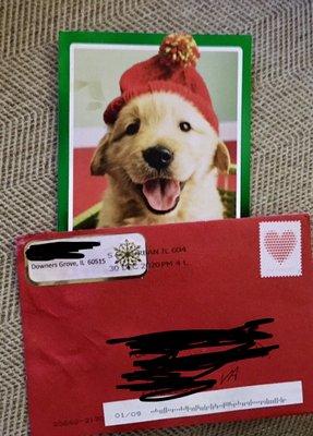 Christmas card took OVER 30 days to arrive, Illinois to Virginia