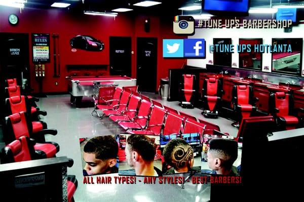 10 Barbering Stations, Plenty of seating, good conversation, a good place to take your son!