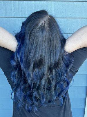 Deep blue balayage