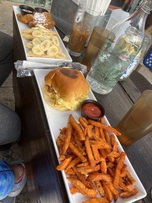 Chicken and waffles- SOOO good. Sweet potato fries are a must- super crispy and perfect.