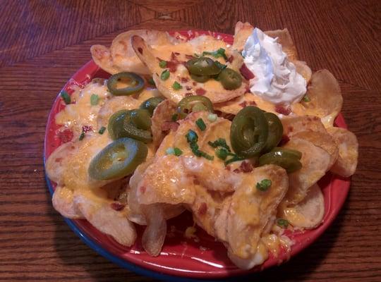 Irish Nachos + Jalapeños (Hot plate and delicious)