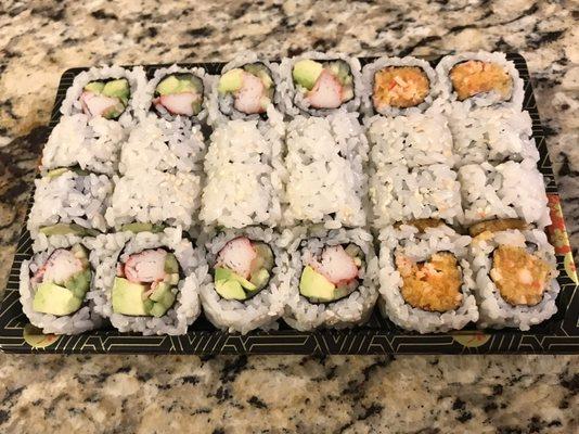 California Roll x2 and Yum Yum Roll (delivery from door dash)