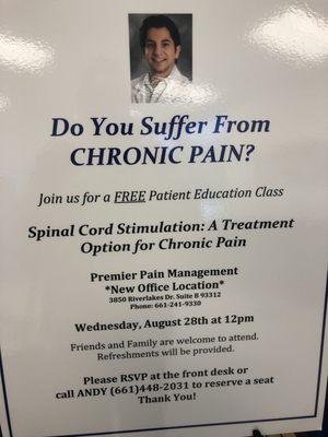 If you suffer from chronic pain.  This might be a great seminar to attend