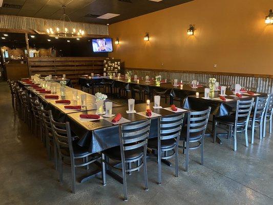 Main dining area turned into a party room.