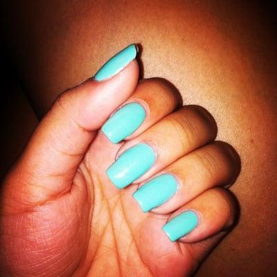 Tiffany blue gel nails