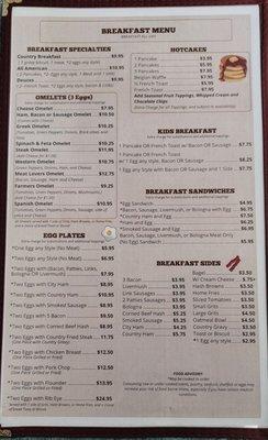 Breakfast Menu