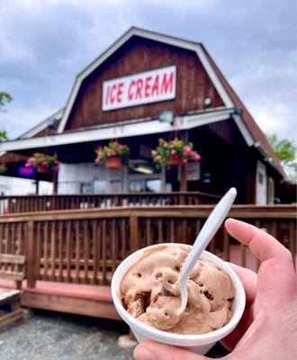 2 scoop ice cream dish - nightmare flavor - choc ice cream with peanut butter and mini pb cups -  $5 May 2021