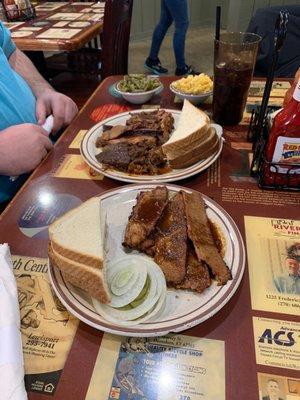 Combination plate and brisket plate.