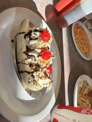 Banana split was delicious