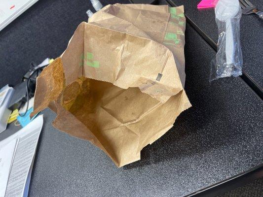 The bag with the bottom open.