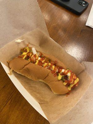 Original dog with free toppings