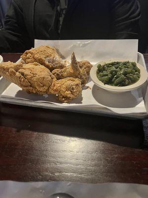 Fried Chicken with green beans.