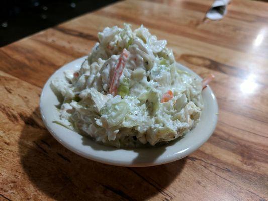 Literally some of the best cole slaw I've ever had.  Not sweet!