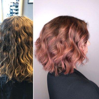 Rose Gold balayage with cut