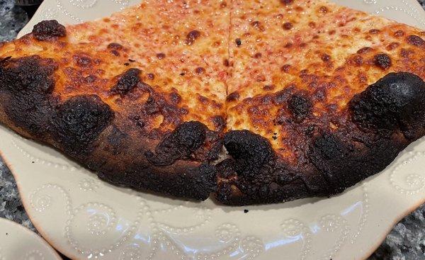 charred pizza