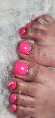 Pedicure with diamonds stone design