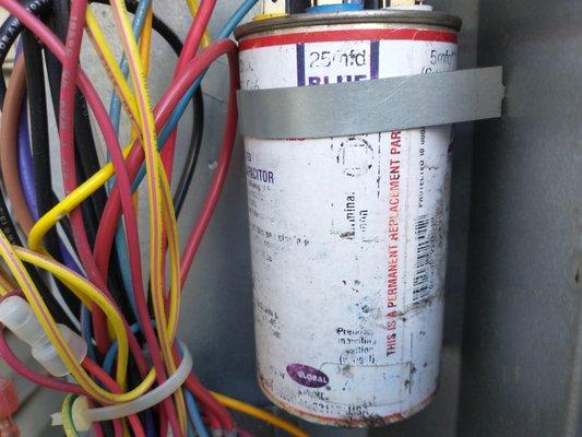 Our "brand new" $344 AC capacitor.