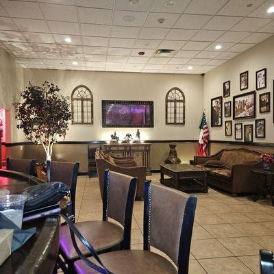 A lounge area in the restaurant