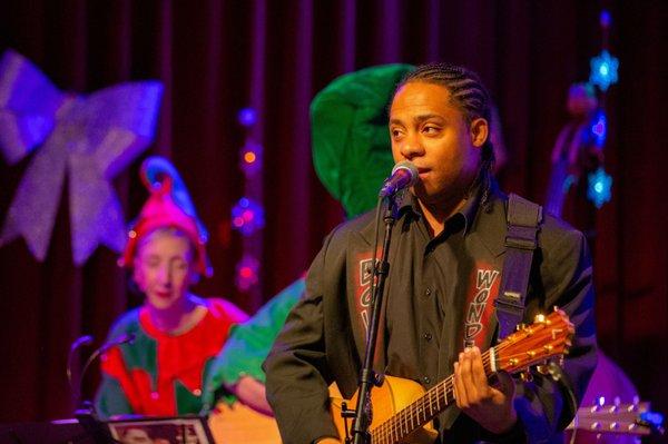 Boy Wonder performs as a guest artist at the "Hot Breakfast and Friends present Another Very Dorky Christmas Show" upstairs at The Queen.