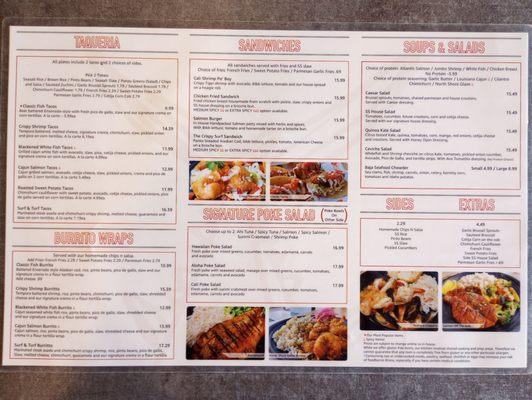 Back of Menu